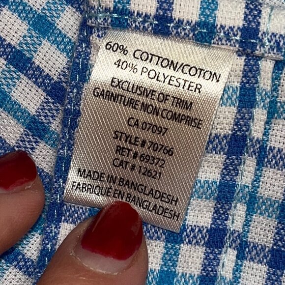 Newberry Shirt Boys Size 8 Blue White Plaid Cotton Collar Button Down Casual - Picture 6 of 8